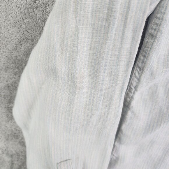 Men's Gap Shirt 100% Linen Light Blue & White Stripes Button-Up Long Sleeve M - Picture 7 of 12